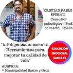 27 de AGOSTO EN SASTRE, CHARLA TALLER PARA DOCENTES sobre Educación Emocional.-