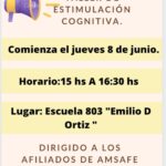 TALLER DE ESTIMULACIÓN COGNITIVA EN SASTRE desde jueves 8 de junio.-