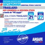 NIVEL SECUNDARIO: FINALIZA HOY LA SEGUNDA ETAPA DE TRASLADO.-