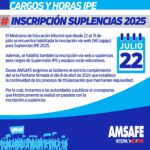 CARGOS Y HORAS IPE. INSCRIPCIÓN SUPLENCIAS 2025..-