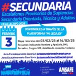 NIVEL SECUNDARIO: ESCALAFONES PROVISORIOS DE SUPLENCIAS SECUNDARIA ORIENTADA, TÉCNICA Y ADULTOS 2025.-