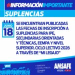 CRONOGRAMA DE INSCRIPCIONES PARA EL 2026 PARA SUPLENCIAS DOCENTES, CORRESPONDIENTE A TODOS LOS NIVELES Y MODALIDADES.-